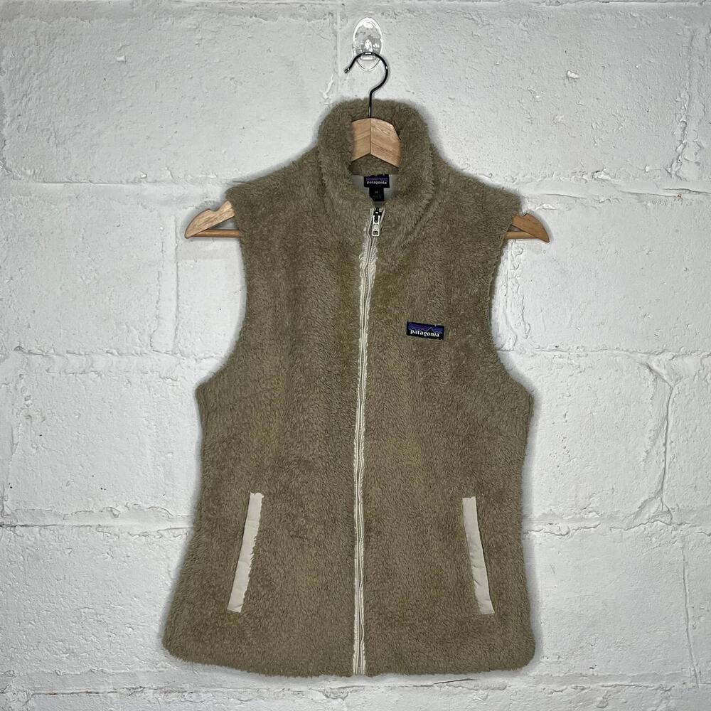 Patagonia Los Gatos Fleece Vest Cozy Outdoor Casual Women Tan Zip Up Medium‎